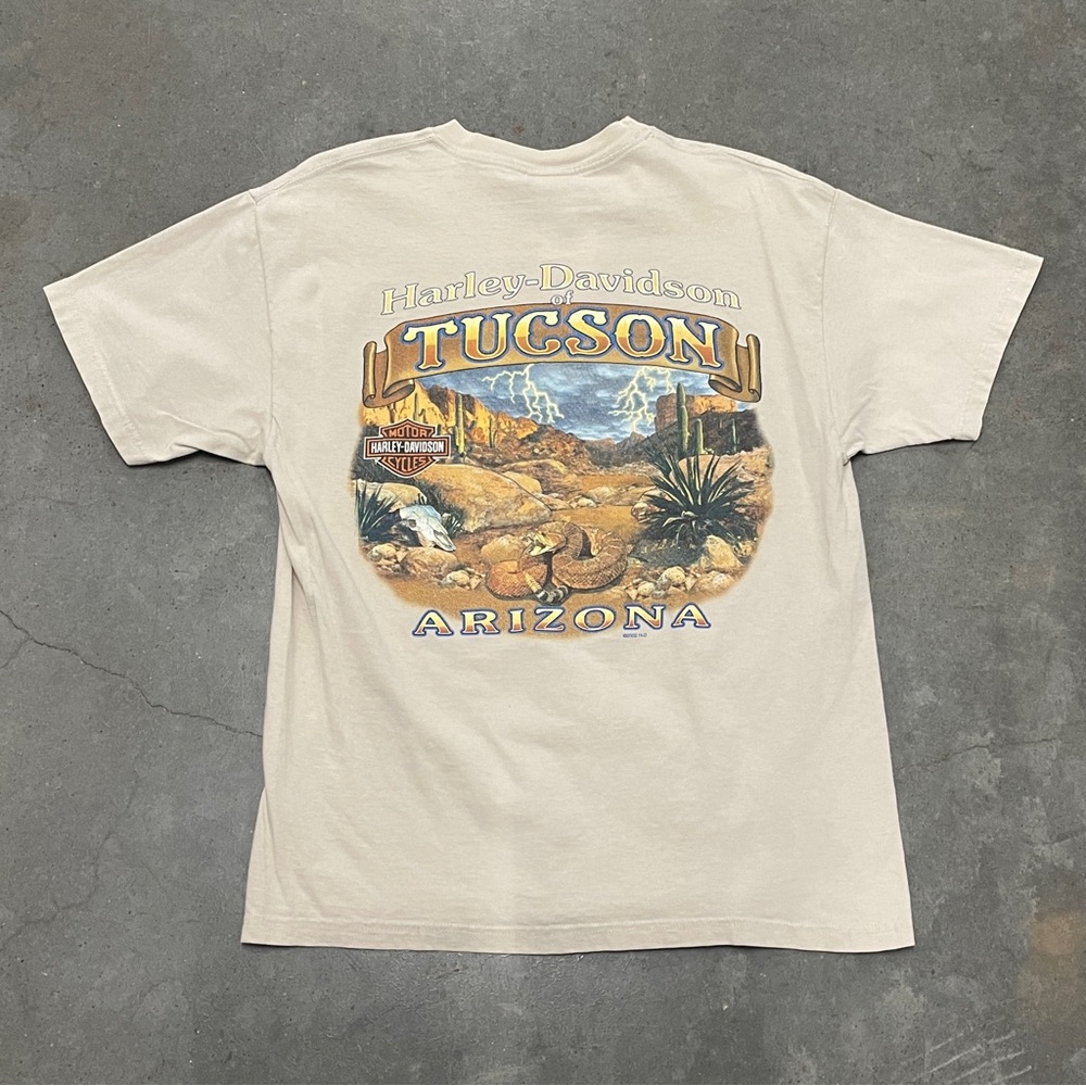 Vintage Made In USA Early 2000s Tucson Arizona Harley Davidson T-Shirt Mens LG